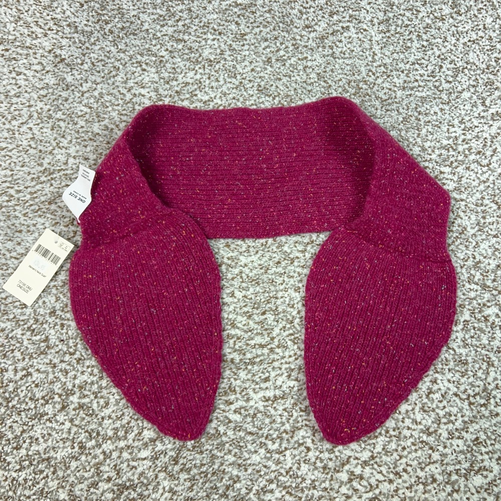 Duluth Trading Co Scarf Womens One Size Pink Lambswool Blend Ribbed Knit Neck